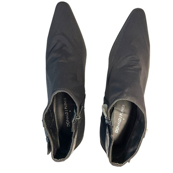 Donald Pliner Booties Size 8 M Black Lexie 2” Heel Pointed Toe Zipper Fabric - Picture 8 of 13